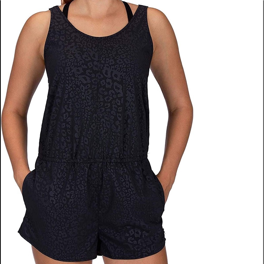 Hurley Black Coastal Leopard Romper NWT Size XL
